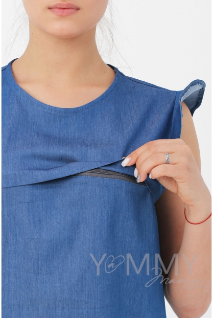 Платье для кормящих и беременных джинсовое, цвет синий