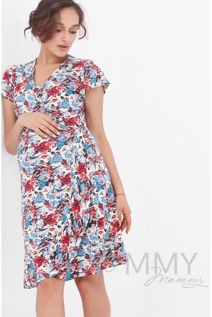 Платье для беременных и кормящих на запах, цветочный принт