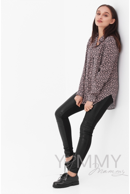 Рубашка для кормящих и беременных с узором, бежевая