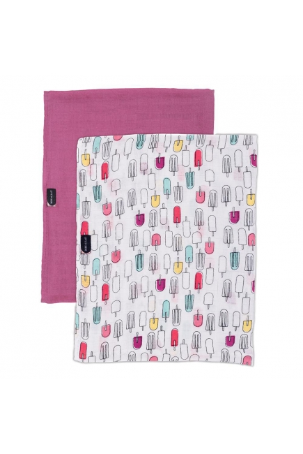 Бамбуковые пеленки для новорожденных Bebe Au Lait, набор 2, Popsicles/Cherry