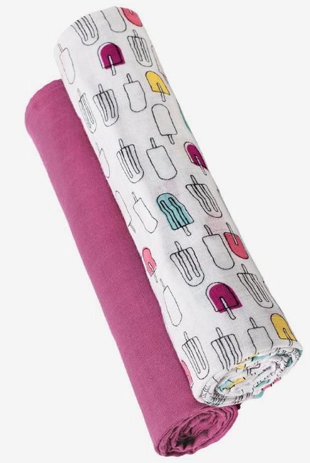 Бамбуковые пеленки для новорожденных Bebe Au Lait, набор 2, Popsicles/Cherry