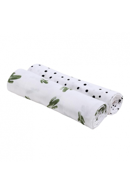 Бамбуковые пеленки для новорожденных Bebe Au Lait, набор 2, Saguaro/Dottie