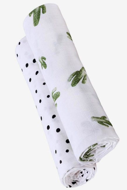 Бамбуковые пеленки для новорожденных Bebe Au Lait, набор 2, Saguaro/Dottie