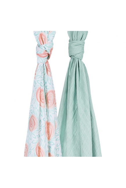 Бамбуковые пеленки для новорожденных Bebe Au Lait, набор 2, Fresco and Lagoon