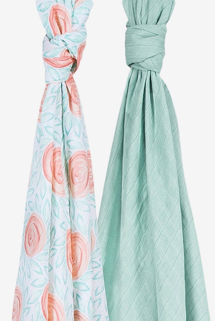 Бамбуковые пеленки для новорожденных Bebe Au Lait, набор 2, Fresco and Lagoon