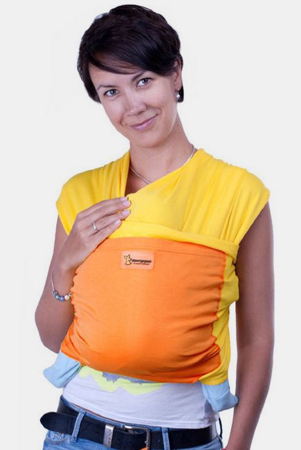 Слинг-шарф трикотажный Кенгуруша Mix, солнечный-апельсин