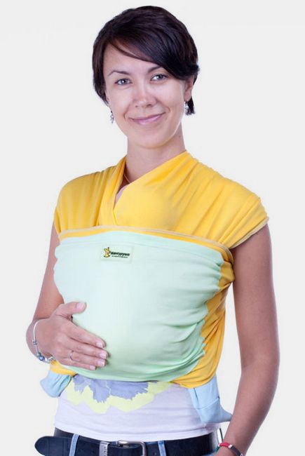 Трикотажный слинг Кенгуруша Mix, солнечный-фисташка