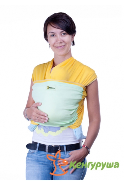 Трикотажный слинг Кенгуруша Mix, солнечный-фисташка