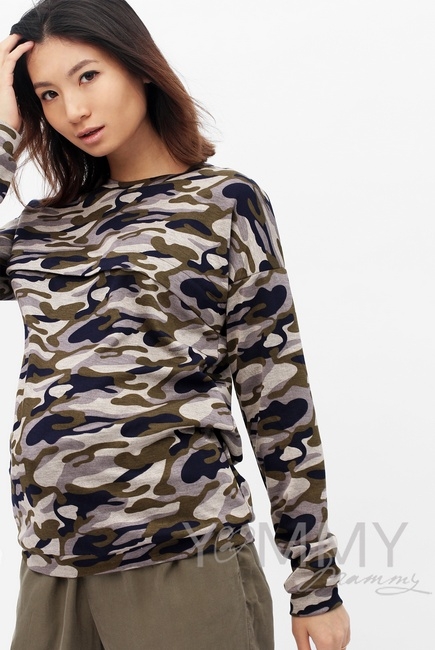 Свитшот для кормящих и беременных милитари, хаки