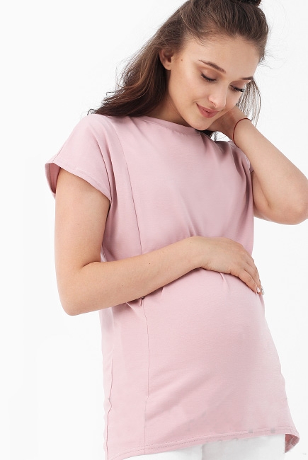Футболка для беременных и кормящих, розовая