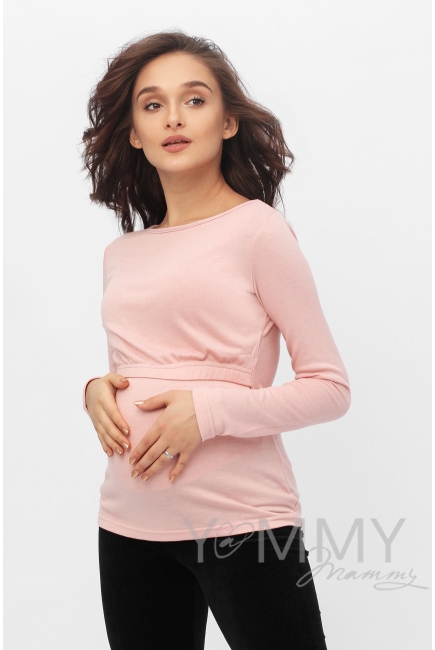 Лонгслив для кормящих и беременных, жемчужно-розовый