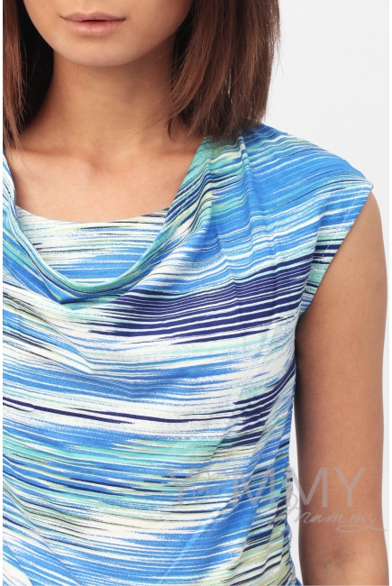 Платье с горловиной "качелька" нежно-голубое для кормящих