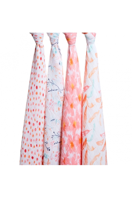 Муслиновые пеленки Aden&Anais для новорожденных, большие, набор 4, Petal Blooms