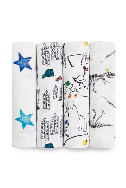 Муслиновые пеленки Aden&Anais для новорожденных, большие, набор 4, Color Pop