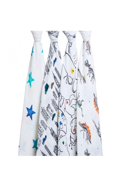 Муслиновые пеленки Aden&Anais для новорожденных, большие, набор 4, Color Pop