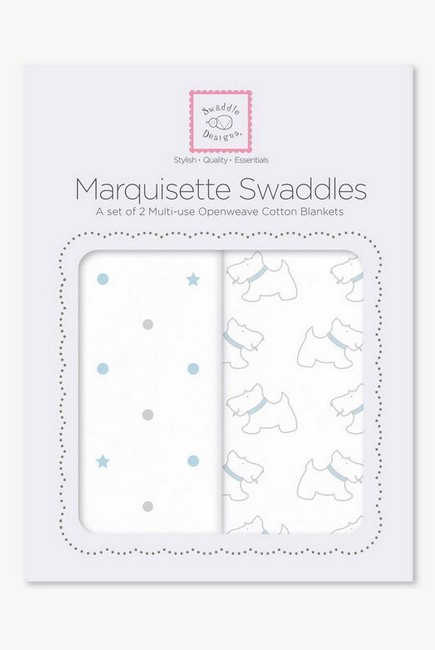 Набор пеленок SwaddleDesigns - Marquisette 2-Pack, Pstl Blue Little Doggie & Dottie Star