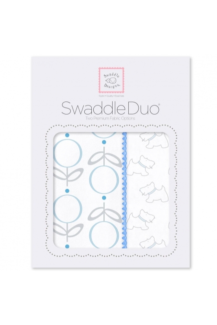 Набор пеленок SwaddleDesigns Swaddle Duo Blue Little Doggie