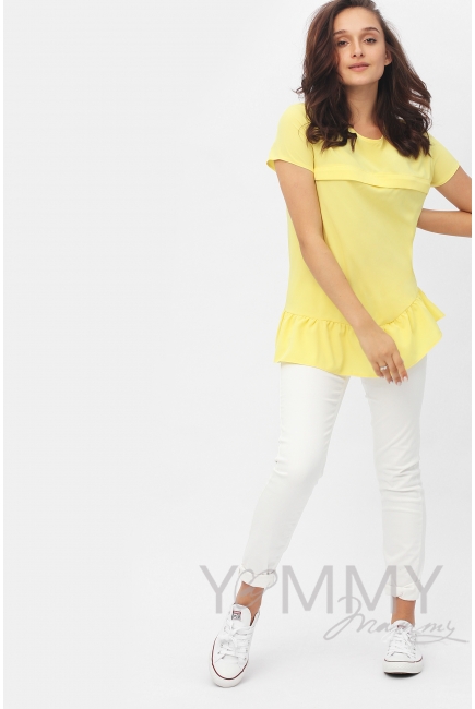 Блуза для беременных и  кормящих с воланом, цвет желтый