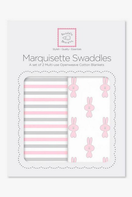 Набор пеленок SwaddleDesigns - Marquisette 2-Pack Little Bunnie Simple Stripes