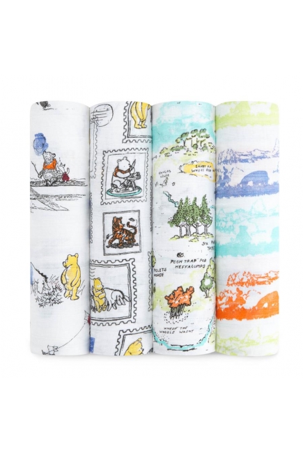 Муслиновые пеленки Aden&Anais для новорожденных большие, набор 4, Disney Winnie Pooh