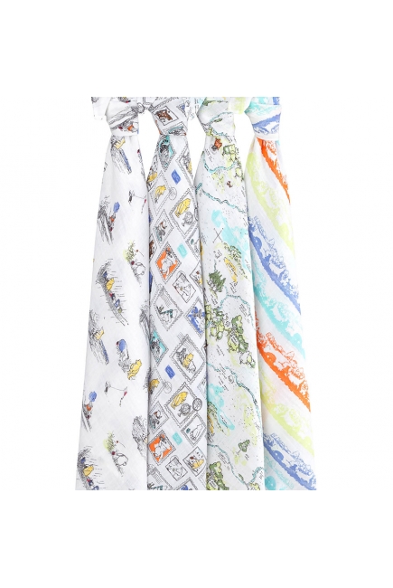 Муслиновые пеленки Aden&Anais для новорожденных большие, набор 4, Disney Winnie Pooh