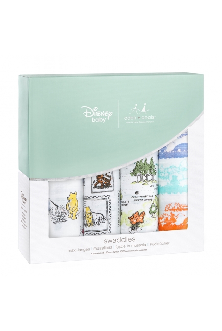 Муслиновые пеленки Aden&Anais для новорожденных большие, набор 4, Disney Winnie Pooh