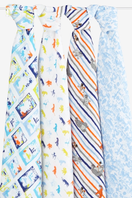 Муслиновые пеленки Aden&Anais для новорожденных большие, набор 4, Disney Jungle Book