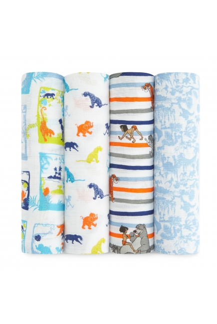 Муслиновые пеленки Aden&Anais для новорожденных большие, набор 4, Disney Jungle Book