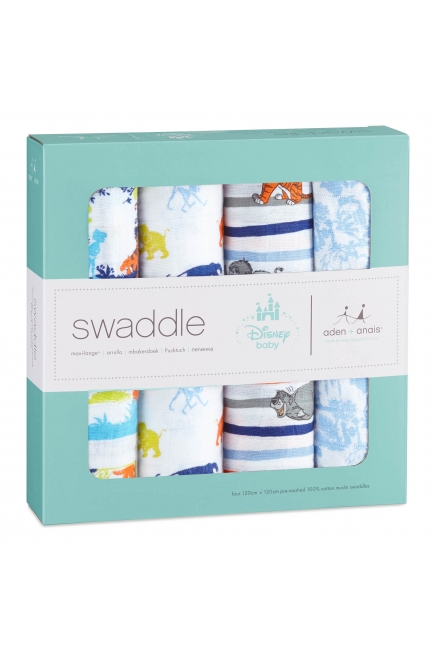 Муслиновые пеленки Aden&Anais для новорожденных большие, набор 4, Disney Jungle Book