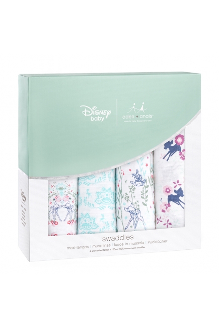 Муслиновые пеленки Aden&Anais для новорожденных большие, набор 4, Disney Bambi