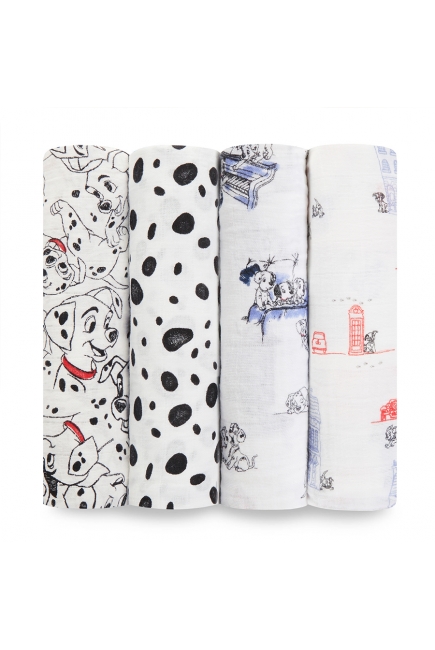 Муслиновые пеленки Aden&Anais для новорожденных большие, набор 4, Disney Dalmatians
