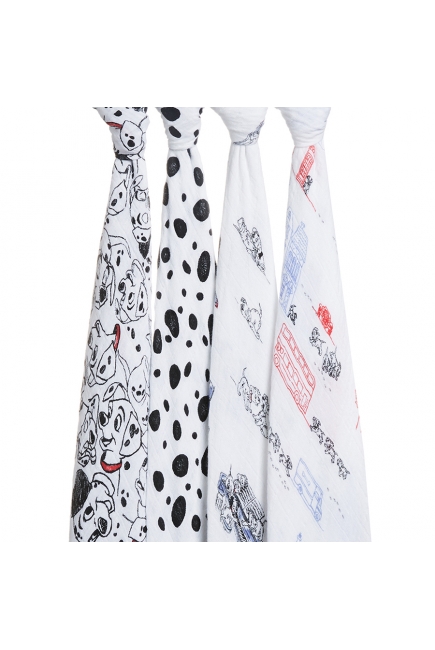 Муслиновые пеленки Aden&Anais для новорожденных большие, набор 4, Disney Dalmatians