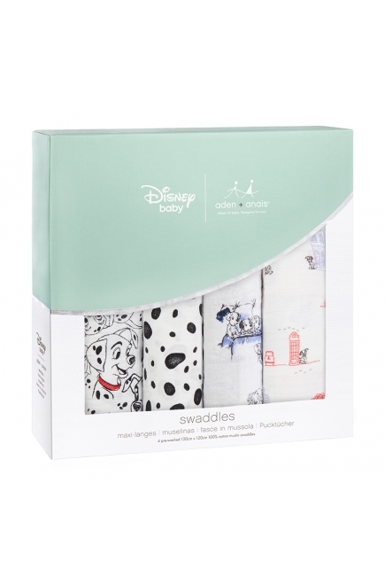 Муслиновые пеленки Aden&Anais для новорожденных большие, набор 4, Disney Dalmatians