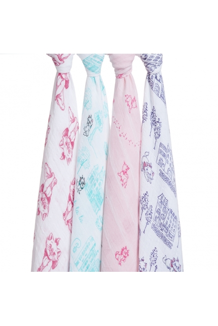 Муслиновые пеленки Aden&Anais для новорожденных большие, набор 4, Disney Aristocrats