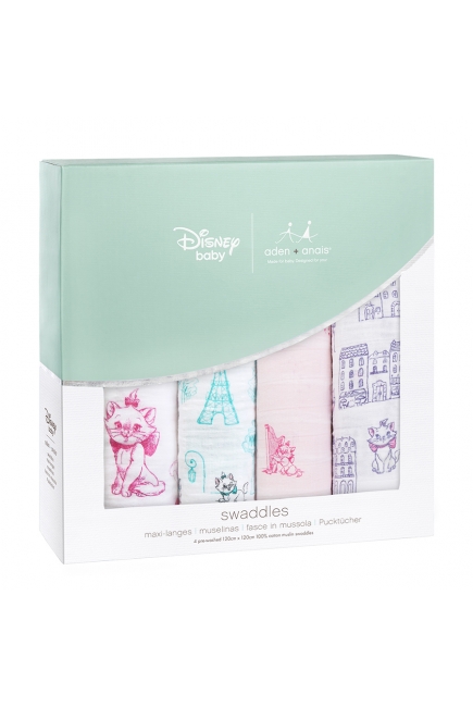 Муслиновые пеленки Aden&Anais для новорожденных большие, набор 4, Disney Aristocrats