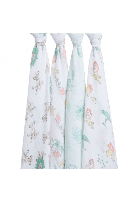 Муслиновые пеленки Aden&Anais для новорожденных большие, набор 4, Disney Lion King