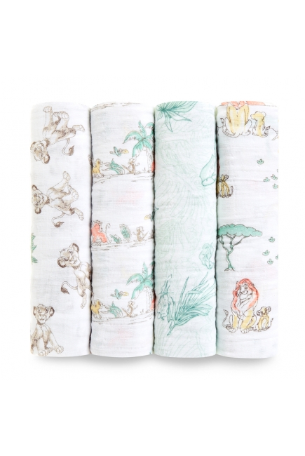 Муслиновые пеленки Aden&Anais для новорожденных большие, набор 4, Disney Lion King