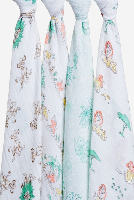 Муслиновые пеленки Aden&Anais для новорожденных большие, набор 4, Disney Lion King