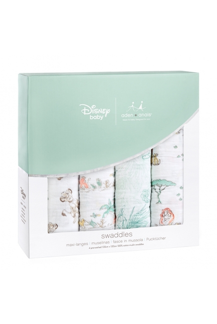 Муслиновые пеленки Aden&Anais для новорожденных большие, набор 4, Disney Lion King