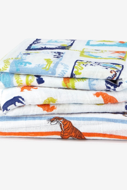 Муслиновые пеленки для новорожденных средние Aden&Anais, набор 3, Disney Jungle Book