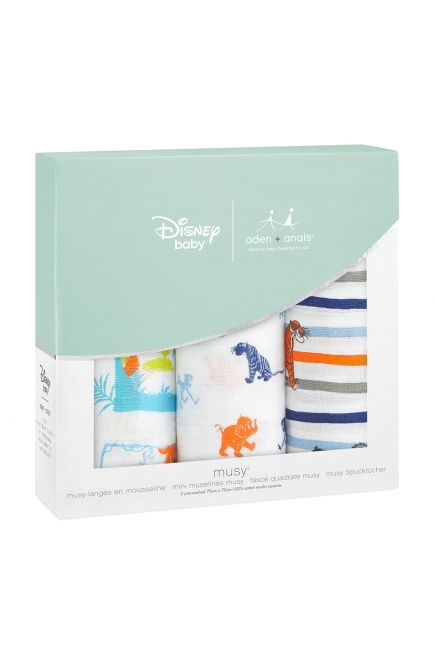 Муслиновые пеленки для новорожденных средние Aden&Anais, набор 3, Disney Jungle Book