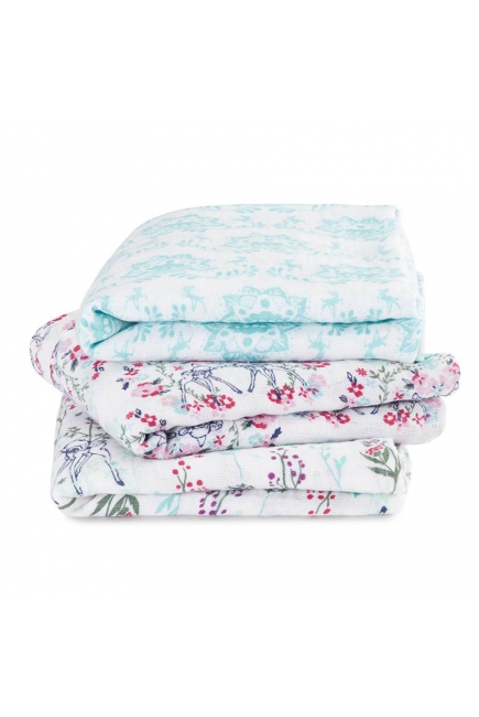 Муслиновые пеленки для новорожденных средние Aden&Anais, набор 3, Disney Bambi