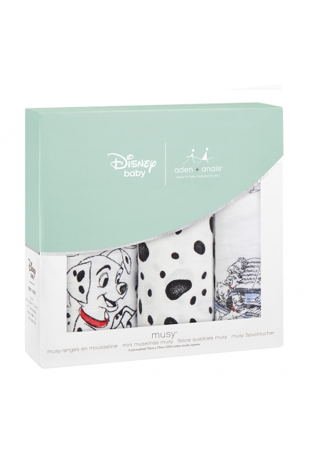 Муслиновые пеленки для новорожденных средние Aden&Anais, набор 3, Disney Dalmatians