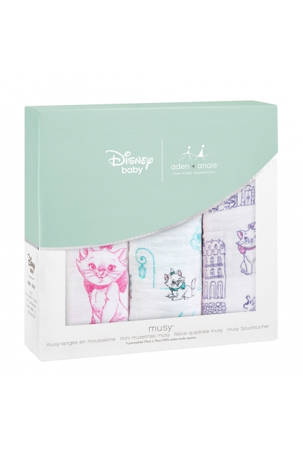 Муслиновые пеленки для новорожденных средние Aden&Anais, набор 3, Disney Aristocrats