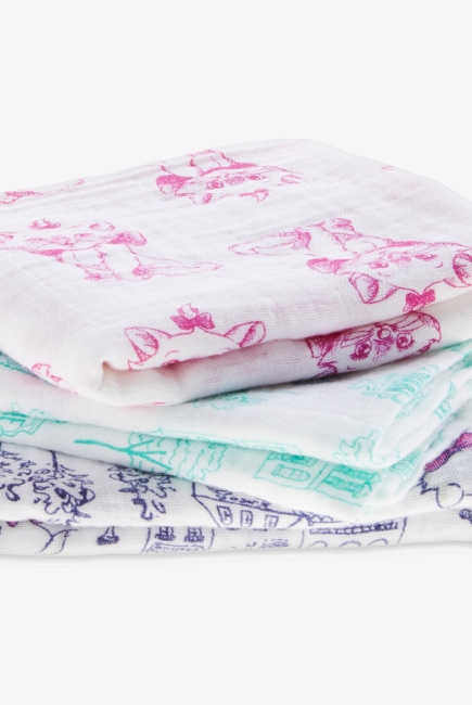 Муслиновые пеленки для новорожденных средние Aden&Anais, набор 3, Disney Aristocrats