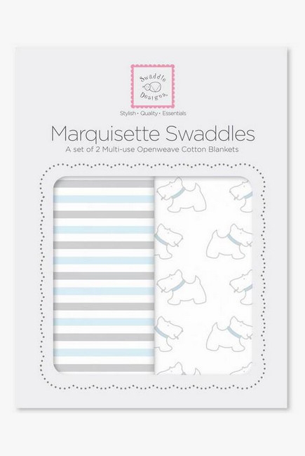 Набор пеленок SwaddleDesigns - Marquisette 2-Pack Little, Doggie Simple Stripes