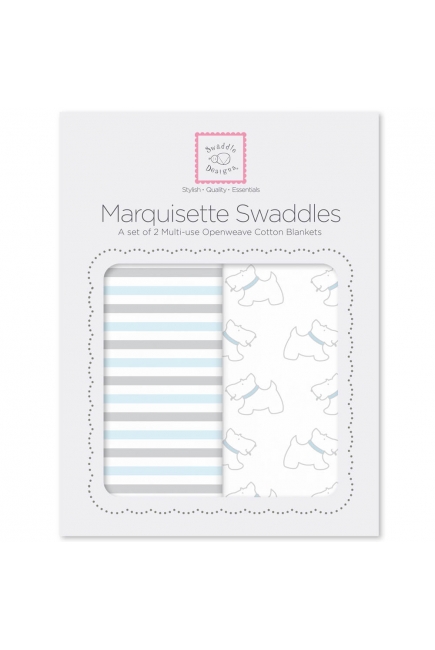 Набор пеленок SwaddleDesigns - Marquisette 2-Pack Little, Doggie Simple Stripes