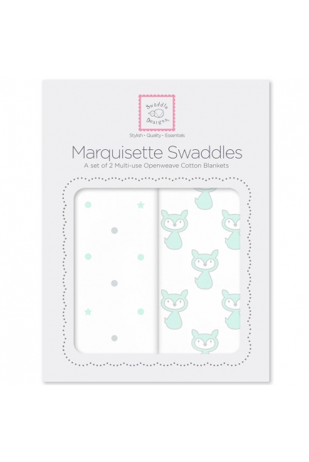 Набор пеленок SwaddleDesigns Marquisette 2-Pack Little, Fox Dottie Star