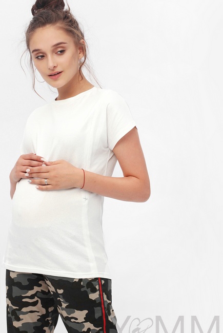 Футболка для кормящих и беременных с серебряным напылением, цвет белый