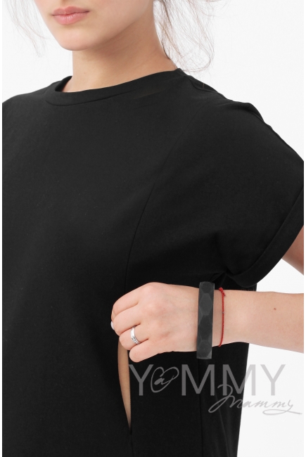 Футболка для кормящих и беременных, черная